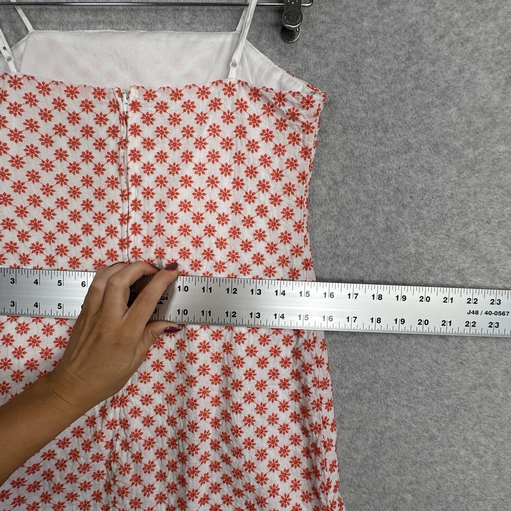 Mi Ami Floral Print Mini Dress Size M White Orange Cotton Lined Spaghetti Strap - Picture 9 of 13